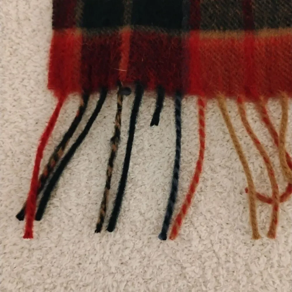 McCabe Red Plaid Fringe 100% Wool Scarf Eclectic Grandpa